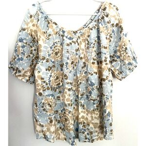 Lucky Brand Shirt Womens XL Flowy Floral Print‎ Lightweight Short Sleeve Top